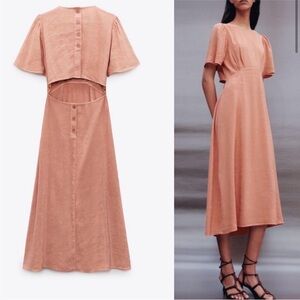 Zara Linen Blend Midi Dress